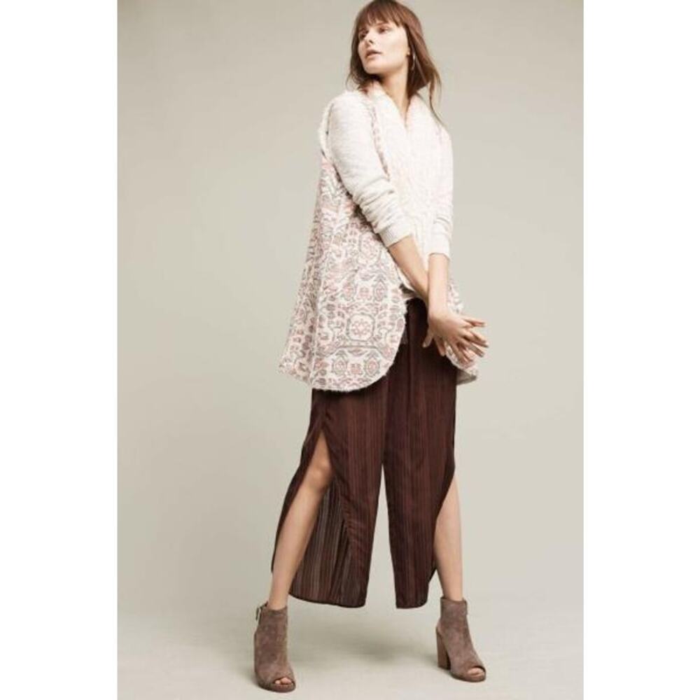 Hei Hei Anthropologie Geometric Jacquard Sherpa Faux Fur Vest